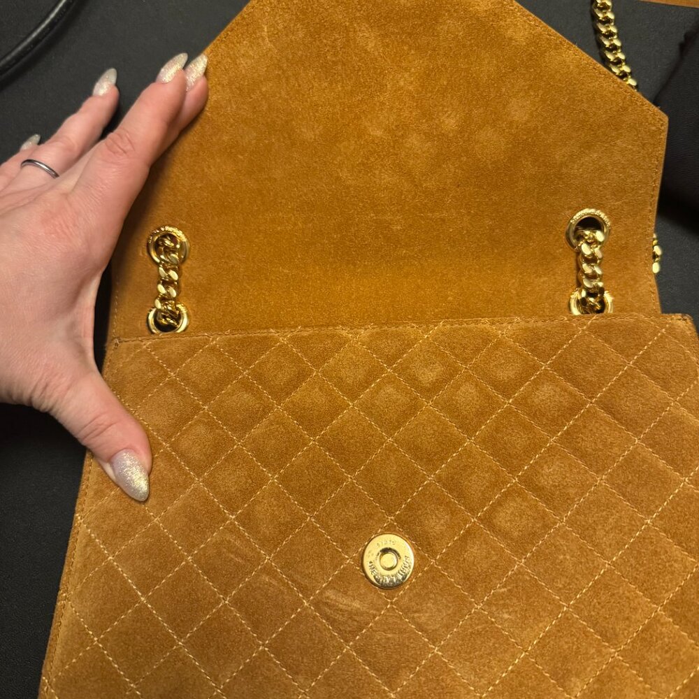 Medium Envelope Matelasse Suede Crossbody Bag Mustard - Picture 3 of 6